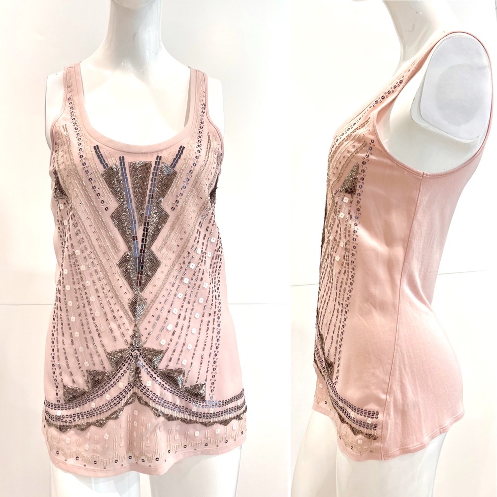 EXPRESS Blush w/ Metallic Sequins Top